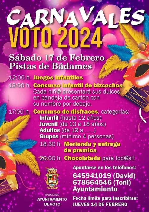 Voto celebra el carnaval en las pistas de Bádames el sábado 17 de febrero de 2024