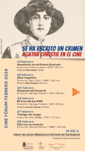 Programa cine forum. Ciclo Agatha Christie en Santander