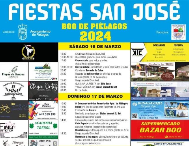Programa fiestas San José en Boo de Piélagos